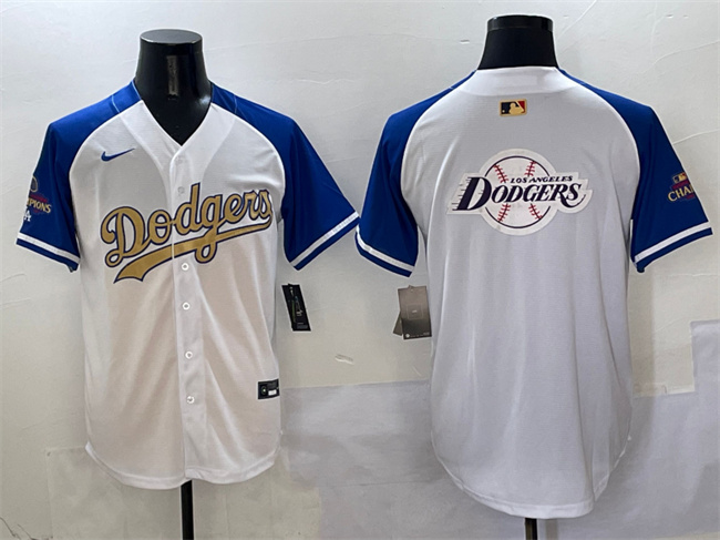 Men's White/Royal/Gold Los Angeles Dodgers Team Big Logo 2024 World Series Champions Vapor Limited Stitched Baseball Jersey